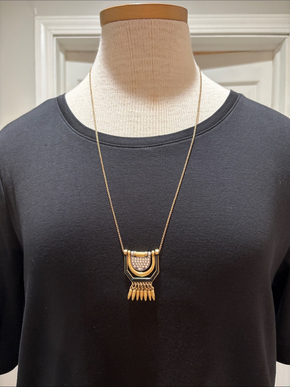 J Crew mixed metal and rhinestone long necklace